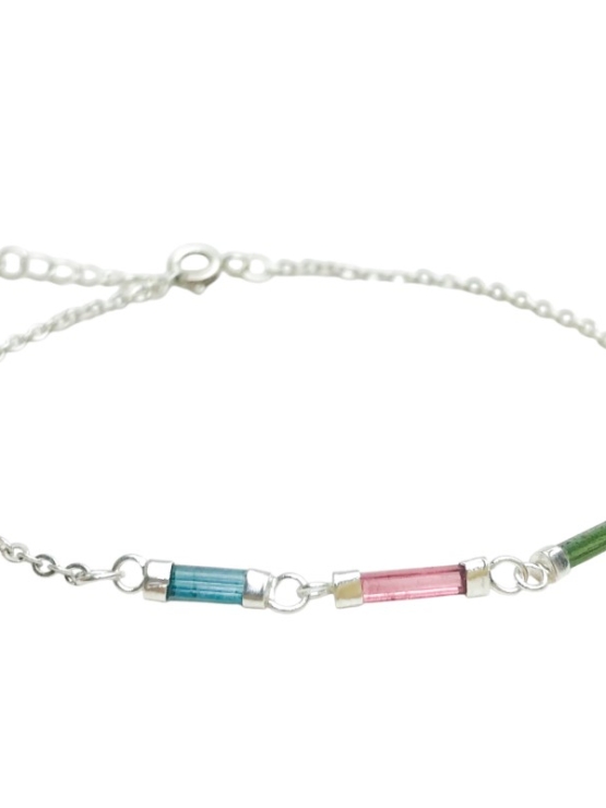 Dainty multi-color tourmaline bracelet for girls-natural mix-color tourmaline bracelet-tiny mix-color tourmaline bracelet for women