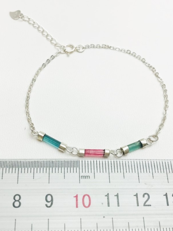 Dainty multi-color tourmaline bracelet for girls-natural mix-color tourmaline bracelet-tiny mix-color tourmaline bracelet for women