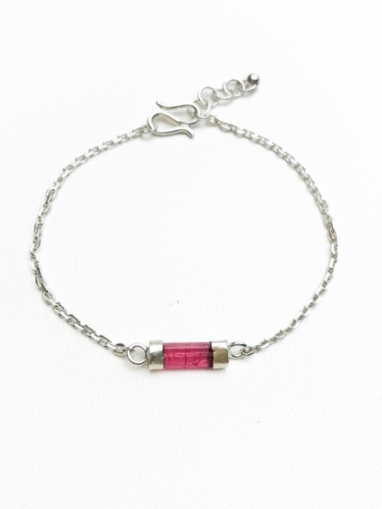 Dainty pink tourmaline bracelet for girls-natural pink tourmaline bracelet-tiny pink tourmaline bracelet for women (1)