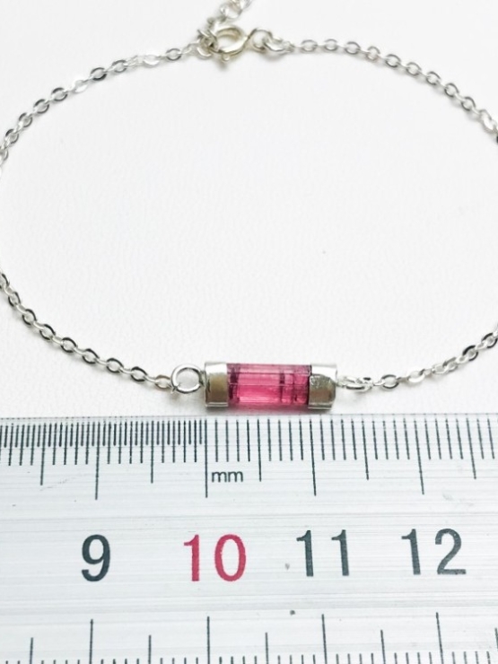 Dainty pink tourmaline bracelet for girls-natural pink tourmaline bracelet-tiny pink tourmaline bracelet for women (12)