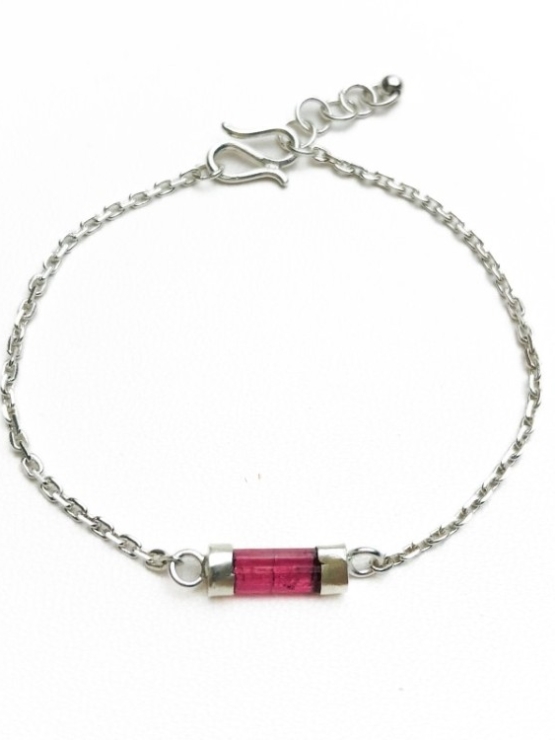Dainty pink tourmaline bracelet for girls-natural pink tourmaline bracelet-tiny pink tourmaline bracelet for women (1)