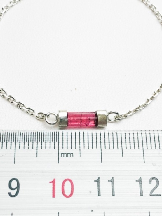 Dainty pink tourmaline bracelet for girls-natural pink tourmaline bracelet-tiny pink tourmaline bracelet for women (1)