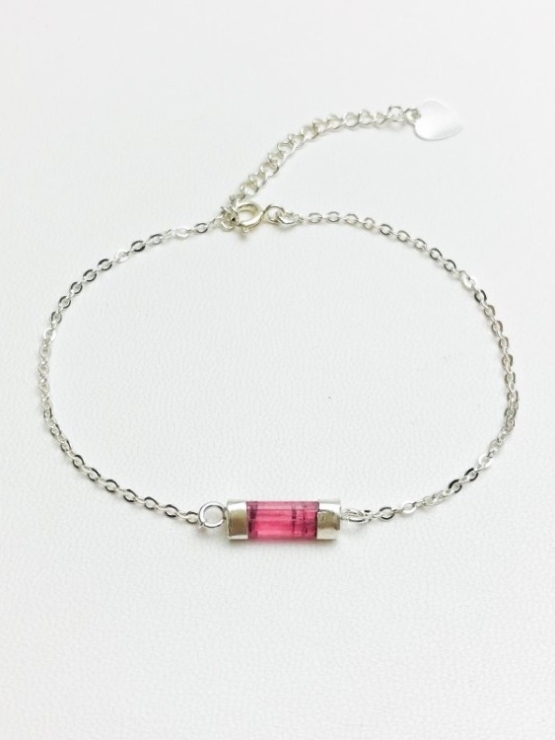 Dainty pink tourmaline bracelet for girls-natural pink tourmaline bracelet-tiny pink tourmaline bracelet for women (12)