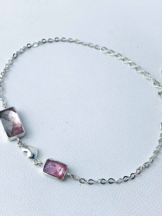 Dainty pink tourmaline bracelet for girls natural pink tourmaline bracelet tiny pink tourmaline bracelet natural pink tourmalibracelet for women