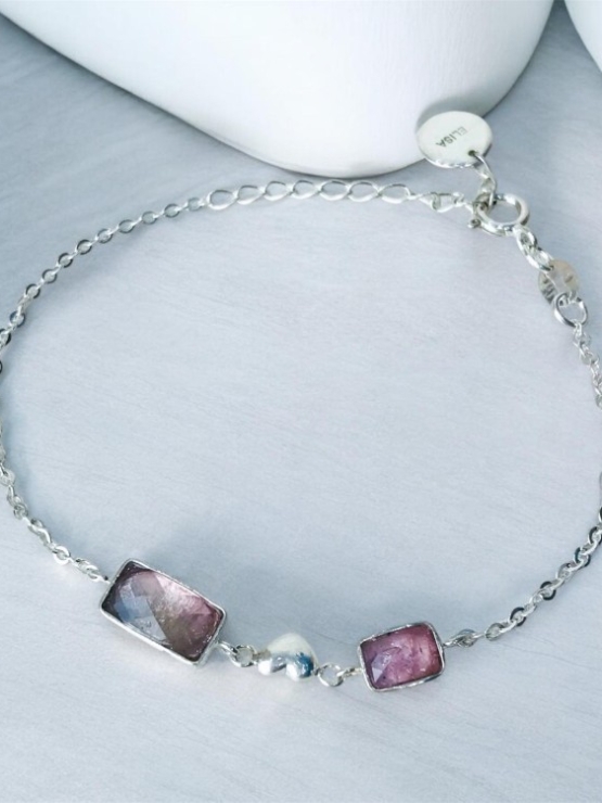 Dainty pink tourmaline bracelet for girls natural pink tourmaline bracelet tiny pink tourmaline bracelet natural pink tourmalibracelet for women