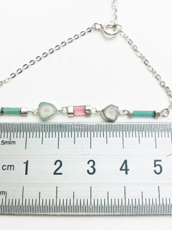 Dainty watermelon tourmaline bracelet for girls-natural watermelon tourmaline bracelet-tiny watermelon tourmaline bracelet for women (18)