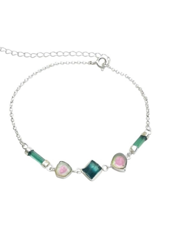 Dainty watermelon tourmaline bracelet for girls-natural watermelon tourmaline bracelet-tiny watermelon tourmaline bracelet for women (4)