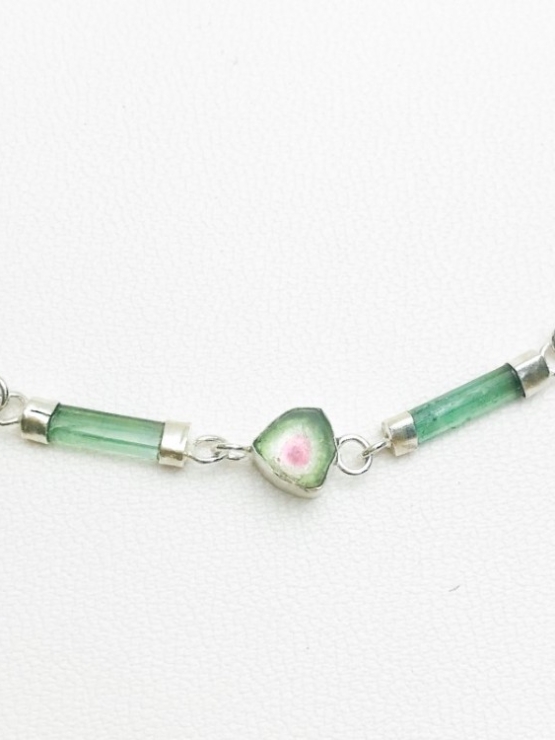 Dainty watermelon tourmaline bracelet for girls-natural watermelon tourmaline bracelet-tiny watermelon tourmaline bracelet for women (9)