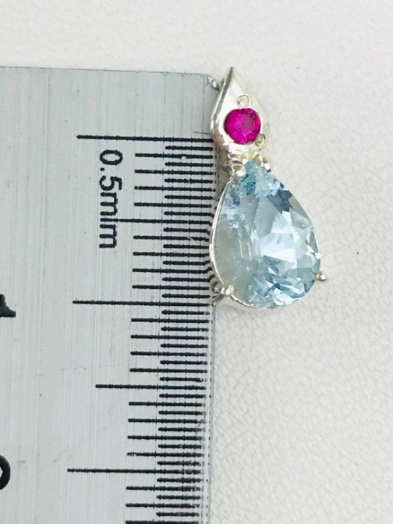 Waterdrop aquamarine pendant Facted aquamarine pendant Natural aquamarine pendant