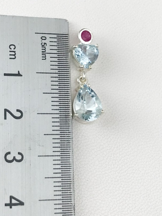 Waterdrop aquamarine pendant Facted aquamarine pendant Natural aquamarine pendant