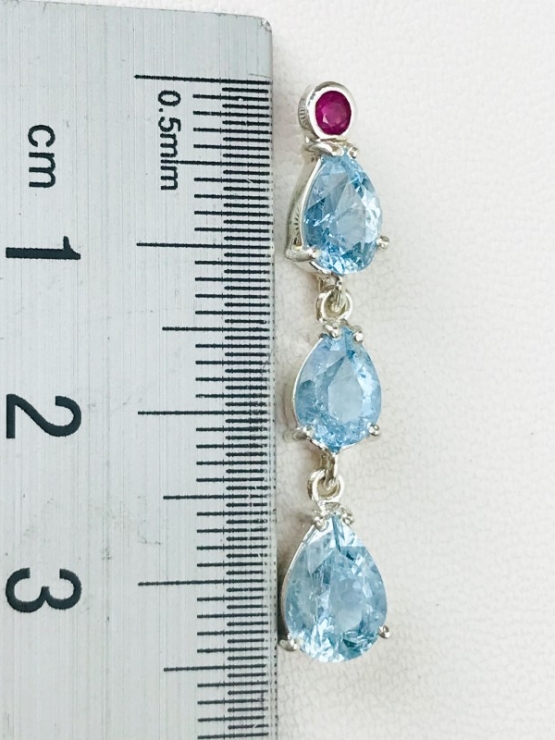Waterdrop aquamarine pendant Facted aquamarine pendant Natural aquamarine pendant