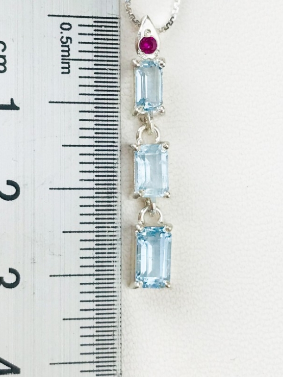 Rectangle aquamarine pendant Facted aquamarine pendant Natural aquamarine pendant