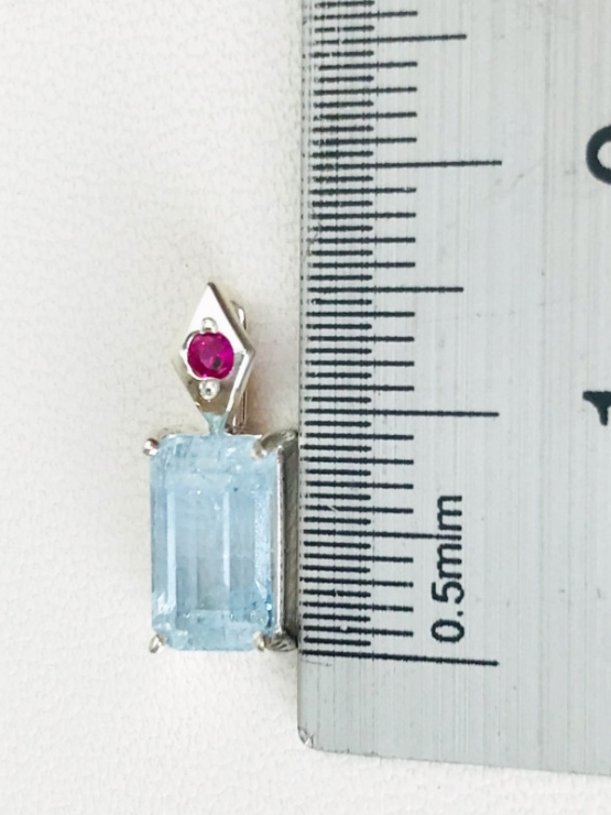 Rectangle aquamarine pendant Facted aquamarine pendant Natural aquamarine pendant