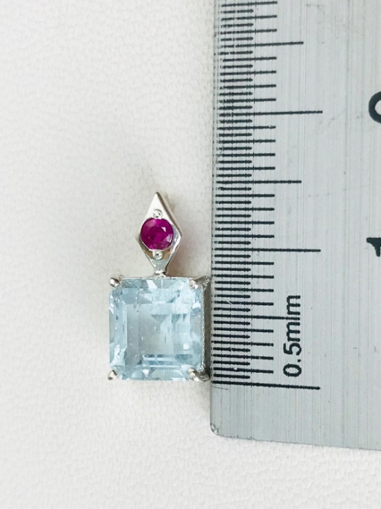 Rectangle aquamarine pendant Facted aquamarine pendant Natural aquamarine pendant