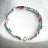 Multicolor tourmaline bracelet Natural tourmaline crystal bracelet Tourmaline crystal sterling silver bracelet