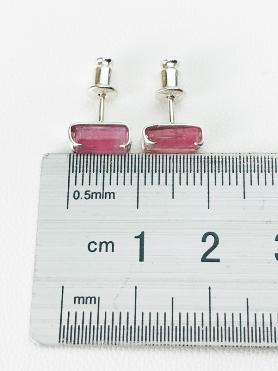 Pink tourmaline studs earrings- raw pink tourmaline stud s or girls - minimalist stud earrings