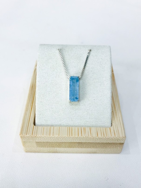 Rectangle aquamarine pendant Facted aquamarine pendant Natural aquamarine pendant