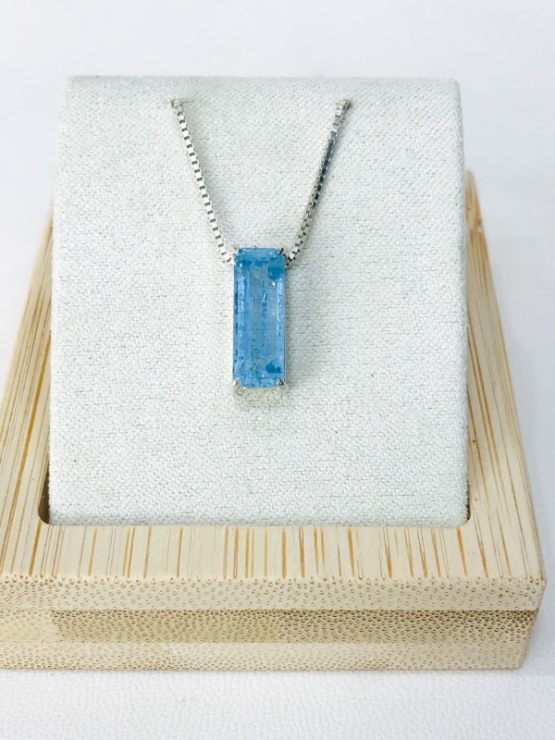 Rectangle aquamarine pendant Facted aquamarine pendant Natural aquamarine pendant