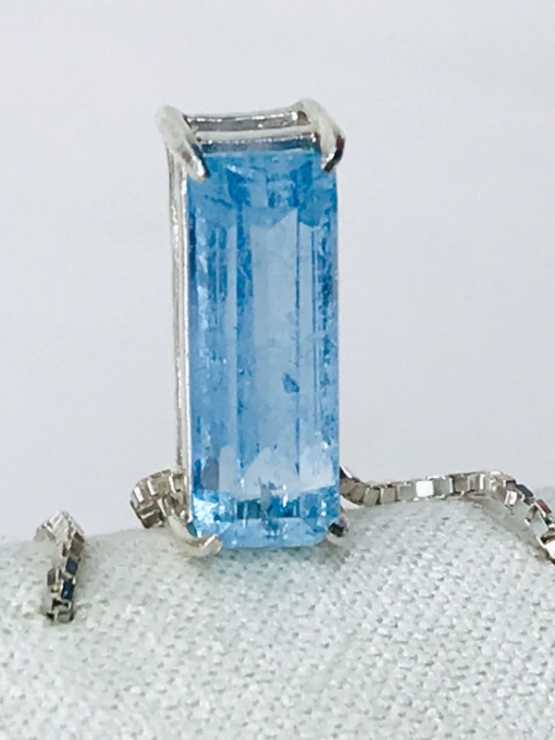 Rectangle aquamarine pendant Facted aquamarine pendant Natural aquamarine pendant