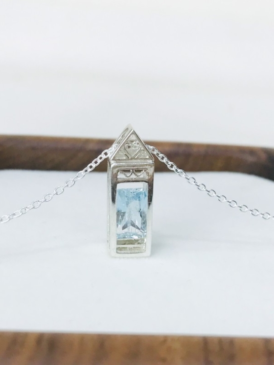 Rectangle aquamarine pendant Facted aquamarine pendant Natural aquamarine pendant