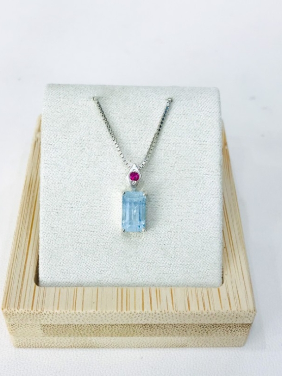 Rectangle aquamarine pendant Facted aquamarine pendant Natural aquamarine pendant
