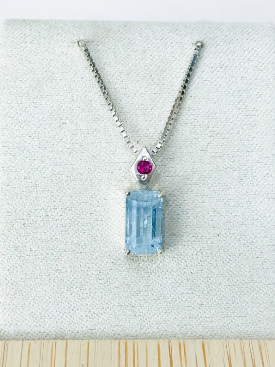 Rectangle aquamarine pendant Facted aquamarine pendant Natural aquamarine pendant