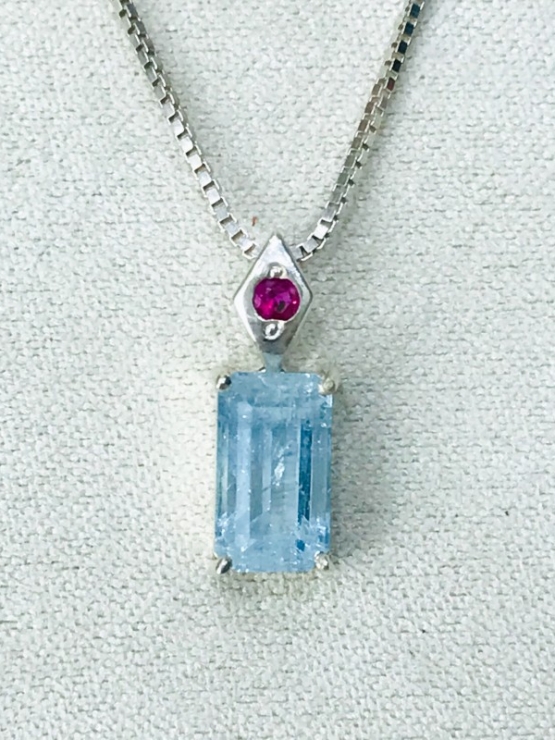 Rectangle aquamarine pendant Facted aquamarine pendant Natural aquamarine pendant