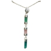 Three-crystal linked tourmaline pendant sterling silver for girls - multicolor tourmaline crystal pendant