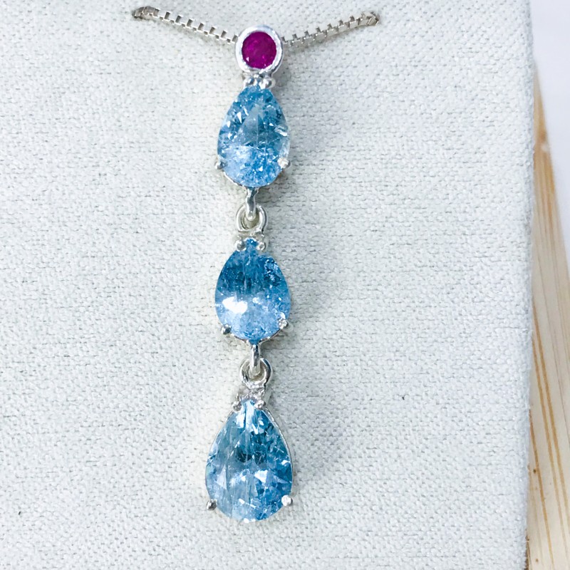 Waterdrop aquamarine pendant Facted aquamarine pendant Natural aquamarine pendant Waterdrop aquamarine pendant