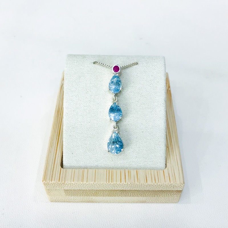 Waterdrop aquamarine pendant Facted aquamarine pendant Natural aquamarine pendant Waterdrop aquamarine pendant