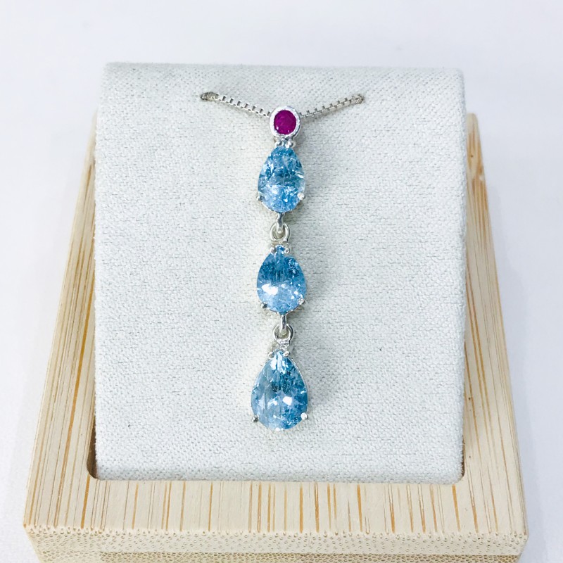 Waterdrop aquamarine pendant Facted aquamarine pendant Natural aquamarine pendant Waterdrop aquamarine pendant