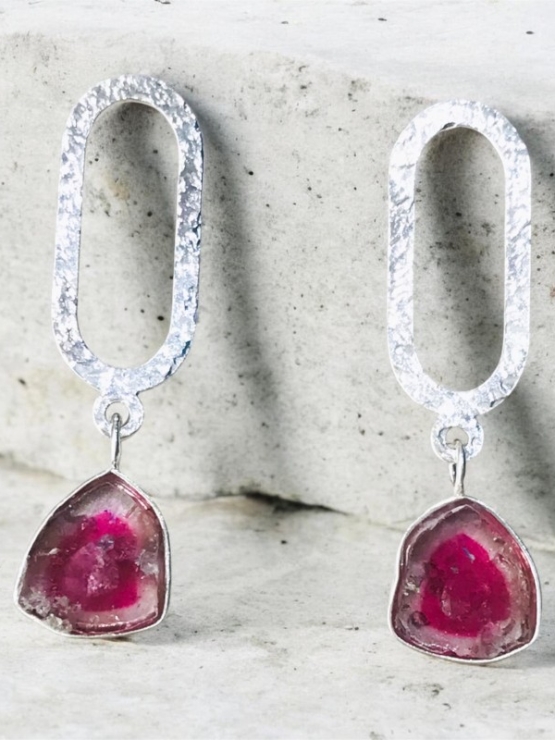 Watermelon tourmaline earrings