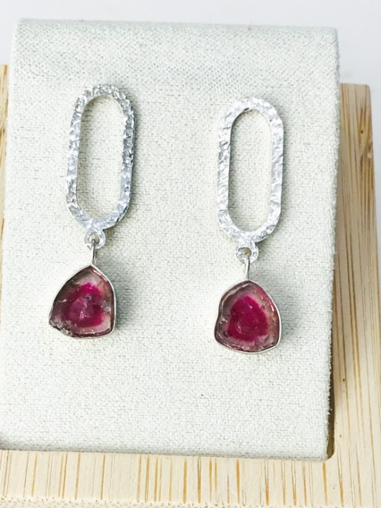 Watermelon tourmaline earrings