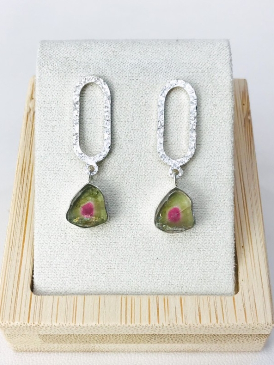 Watermelon tourmaline earrings