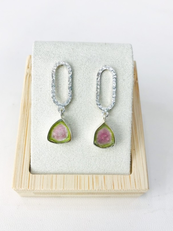Watermelon tourmaline earrings