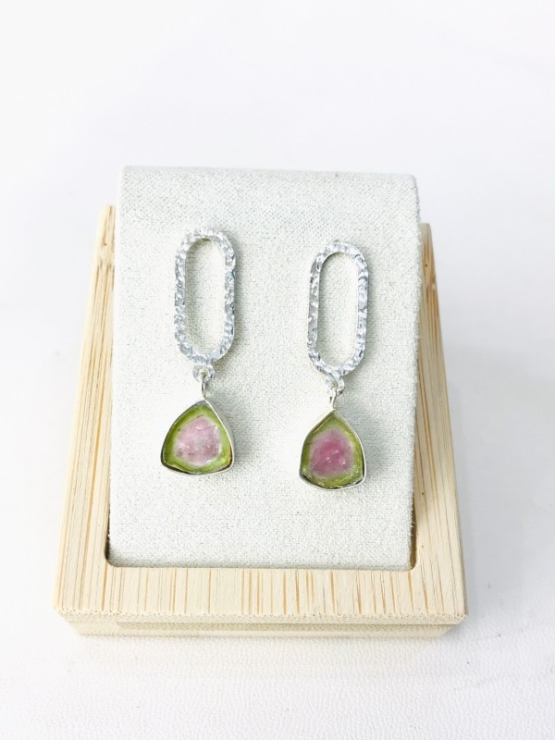 Watermelon tourmaline earrings