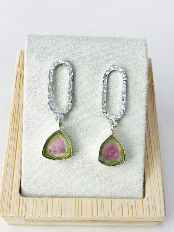 Watermelon tourmaline earrings