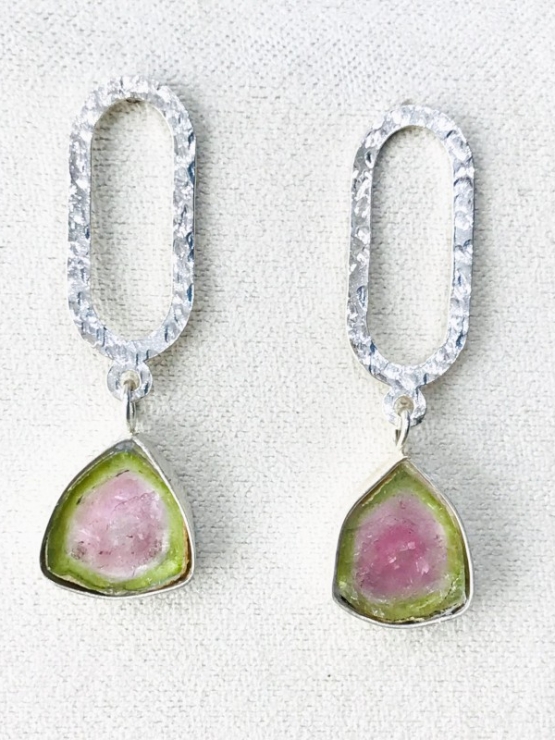 Watermelon tourmaline earrings