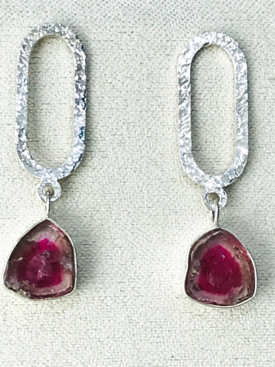 Watermelon tourmaline earrings
