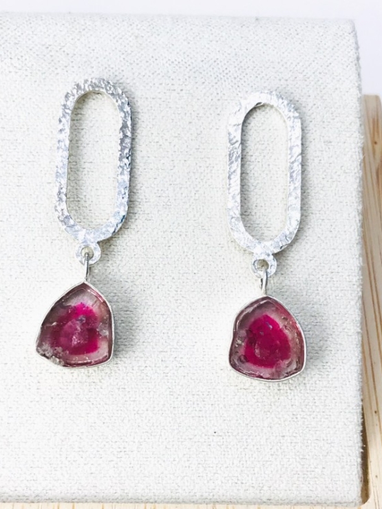 Watermelon tourmaline earrings
