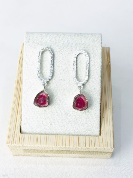 Watermelon tourmaline earrings