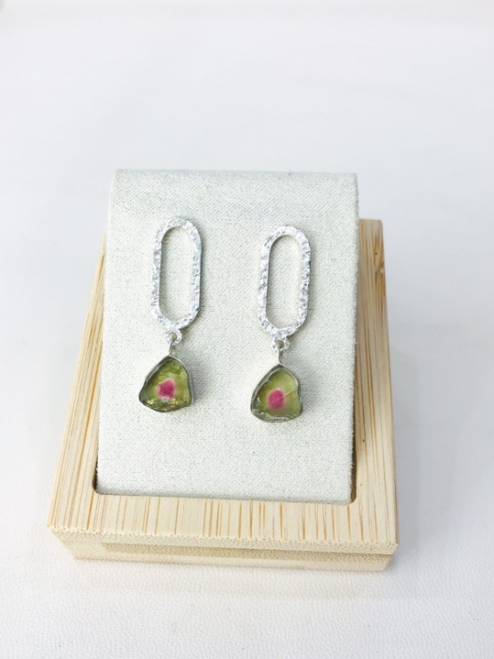 Watermelon tourmaline earrings
