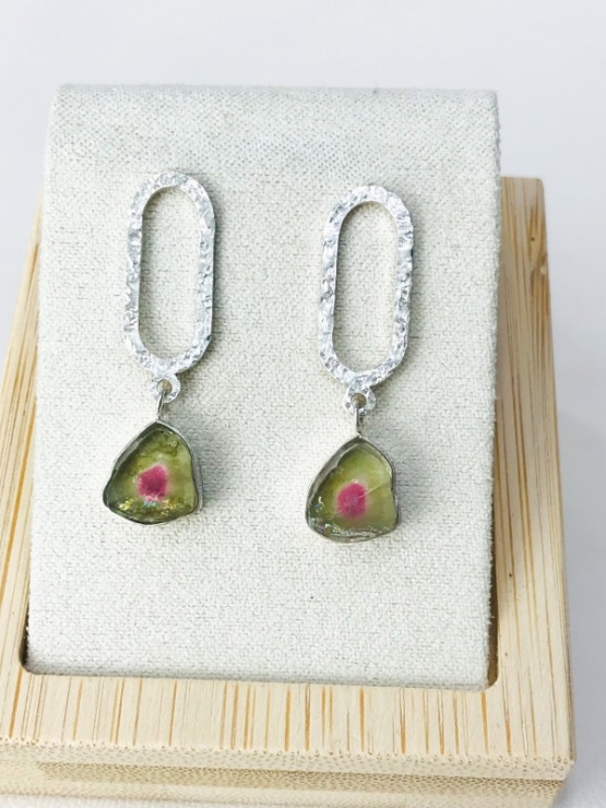 Watermelon tourmaline earrings