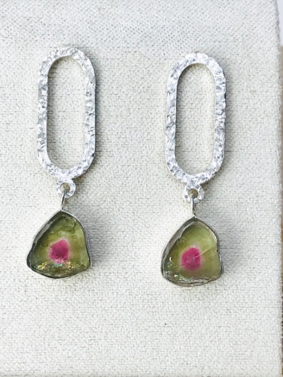 Watermelon tourmaline earrings