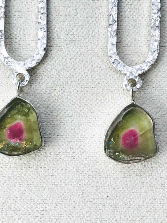Watermelon tourmaline earrings