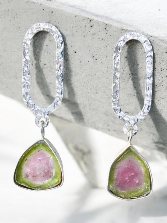 Watermelon tourmaline earrings