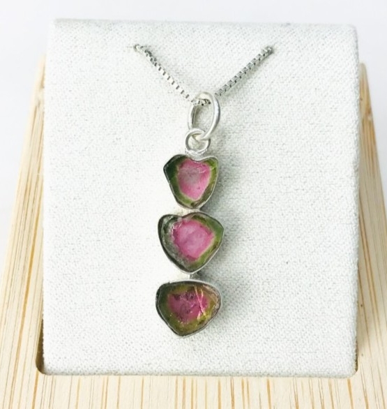 Watermelon tourmaline pendant Natural Watermelon tourmaline pendant Silver watermelon tourmaline pendant