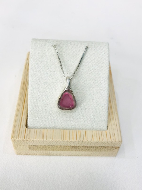 Watermelon tourmaline pendant Natural Watermelon tourmaline pendant Silver watermelon tourmaline pendant