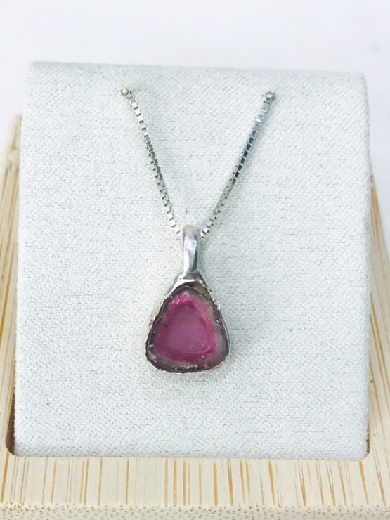 Watermelon tourmaline pendant Natural Watermelon tourmaline pendant Silver watermelon tourmaline pendant