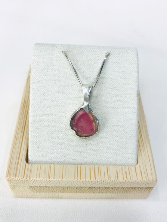 Watermelon tourmaline pendant Natural Watermelon tourmaline pendant Silver watermelon tourmaline pendant